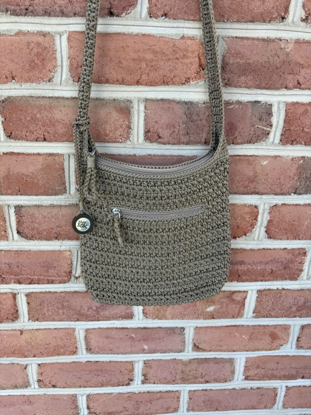 The Sak Woven Crochet Crossbody Bag in Taupe - Picture 2 of 8